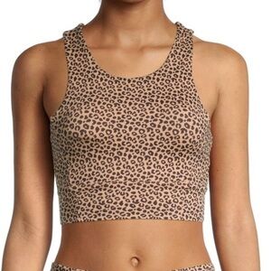 Allfenix Black & Tan Animal Print Sports Bra With Padding & Keyhole Back…
